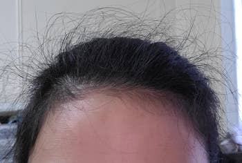 Reviewer's hair before using finishing stick