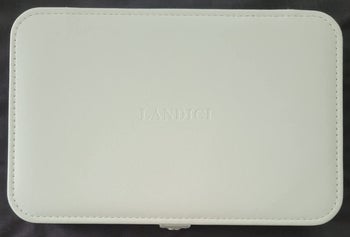reviewer photo of the closed jewelry case, beige exterior