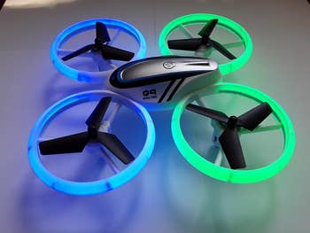 reviewer's lit up drone