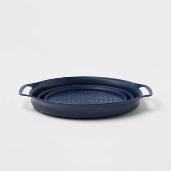 Image of collasped blue colander