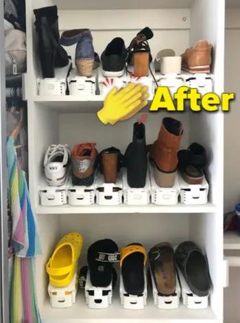 BuzzFeed editor's shoe storage after using product