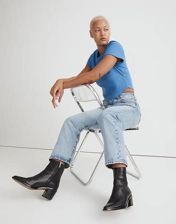 model wearing the ankle boots