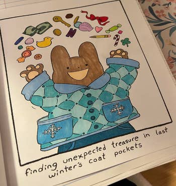 review colored leafage   of a blessed  animated carnal  wearing a wintertime  overgarment  with a fewer  belongings supra  and substance   