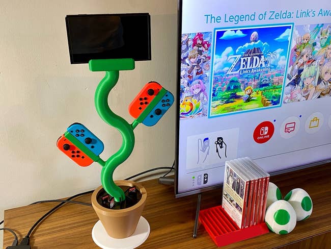 a plant-shaped nintendo switch charging station