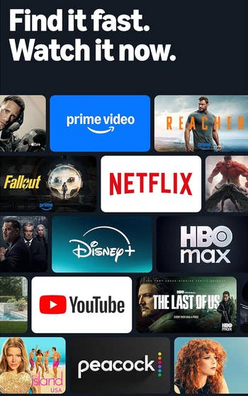 Prime Video, Netflix, Disney+, HBO Max, YouTube, Peacock; shows see Reacher, Fallout, The Last of Us