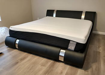 reviewer photo of the bed frame in bedroom
