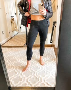 reviewer mirror selfie wearing black leggings