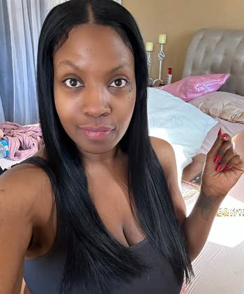 Reviewer's hair after using hair wax stick