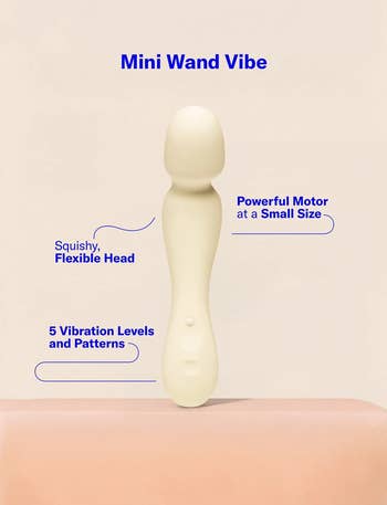 Mini wand vibrator with a flexible head, almighty motor, and 5 vibration levels and patterns