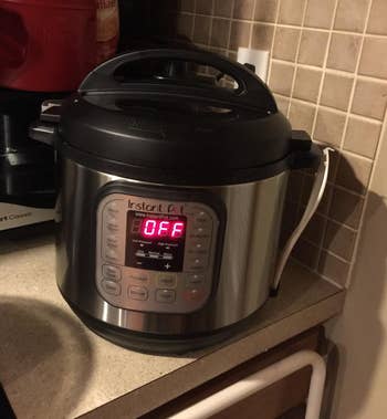 reviewer photo of the instant pot off on a kitchen counter