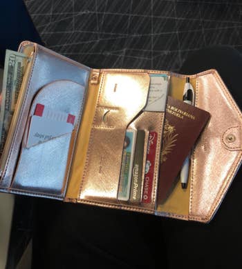 reviewer image of inside of wallet in rose gold