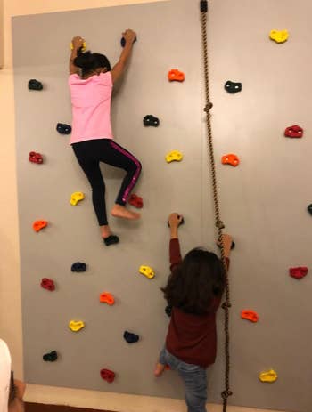 reviewers children climbing DIY rock wall