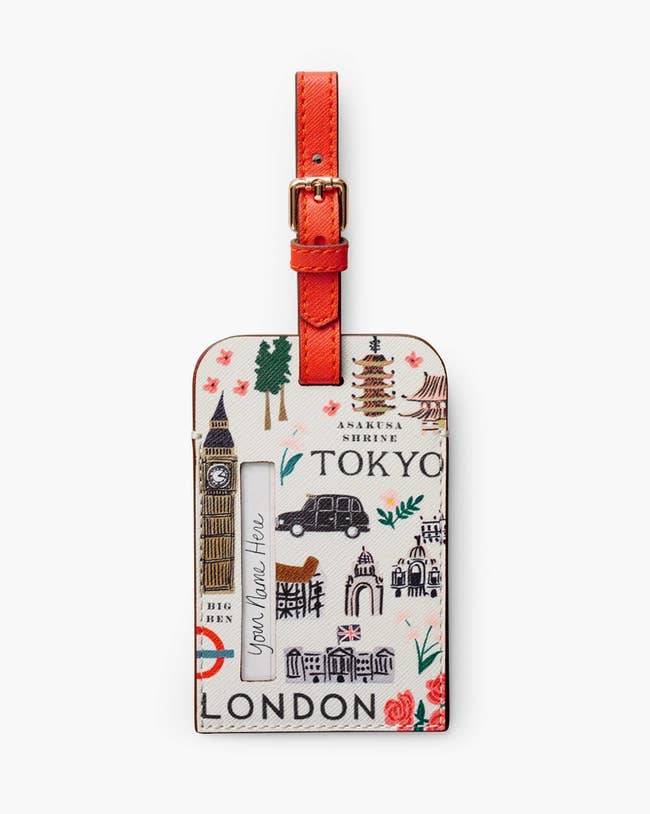 product image of travel-themed luggage tag