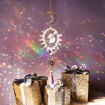 one sun catcher hanging creating rainbows