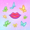 Butterflies flying around a pair of lips