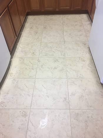 Reviewer's tiles after using grout cleaner