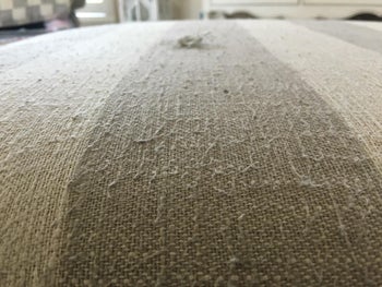 close-up of a couch to show the pilling