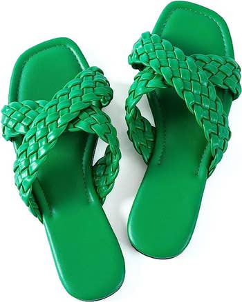 green braided slides