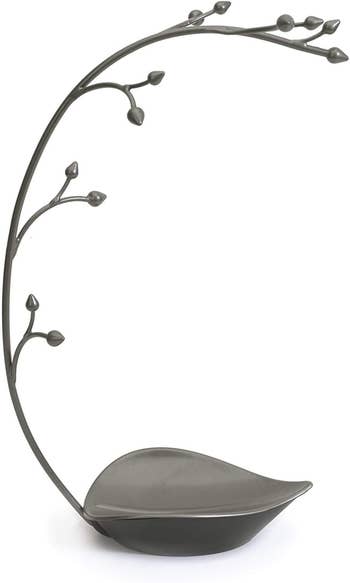 Tree brach shaped jewelry holder on a white background