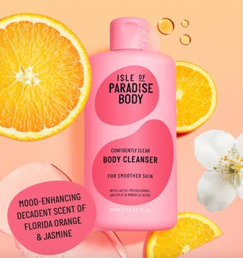 the pink bottle of cleanser