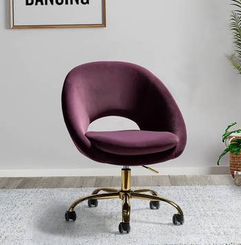 the chair in purple 