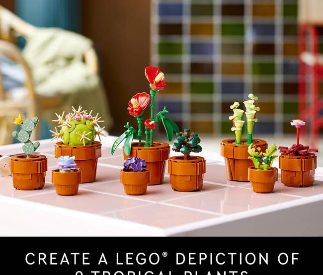 The plants, which are housed in little lego constructed pots