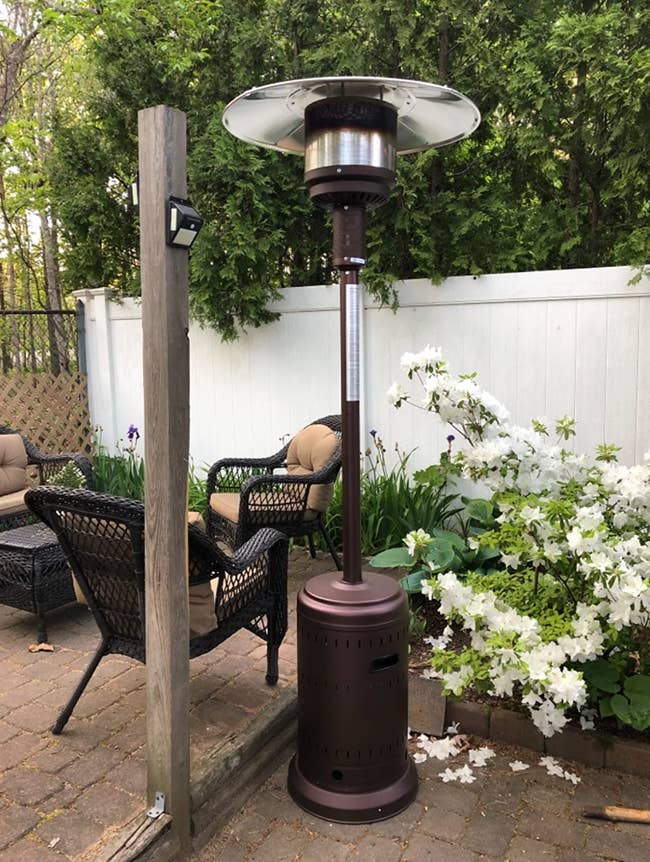 the outdoor heater on a reviewer's patio