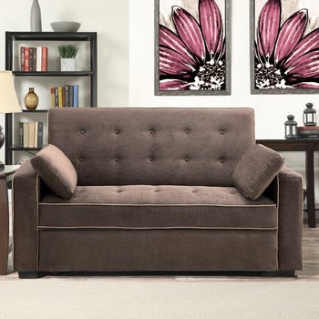 the brown full sized sleeper sofa