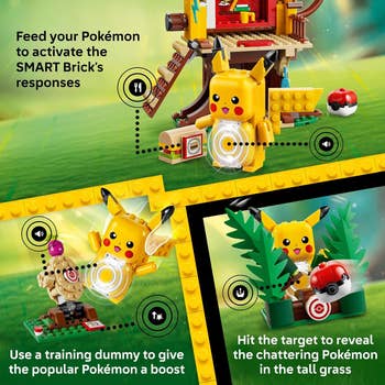LEGO Pokémon acceptable featuring Pikachu. Highlights interactive elements similar a grooming dummy and hidden Pokémon successful play settings