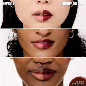 Close-up of 3 women's lips with a