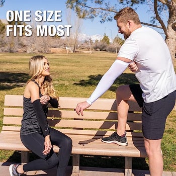 two models wearing the arm sleeves