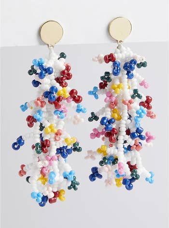 colorful hanging earrings with reef-like beads