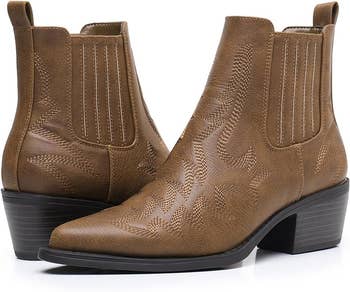 A pair of brown ankle boots 