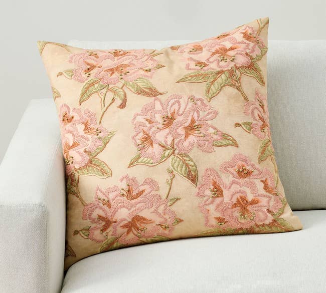 Floral patterned throw pillow 