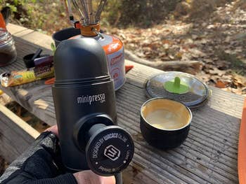 a reviewer photo of the espresso maker