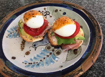 two poached eggs on avocado toast