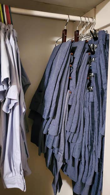 closet with pants on hangers