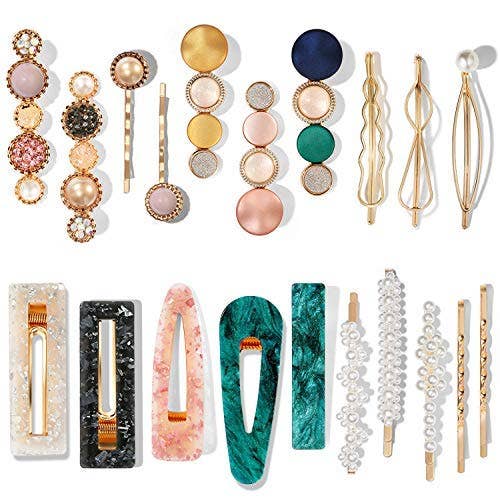 set of 20 hair accessories with pearls and other embellishments