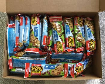 A box filled with granola bars
