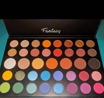 the palette with colors of the rainbow in shimmers and mattes 