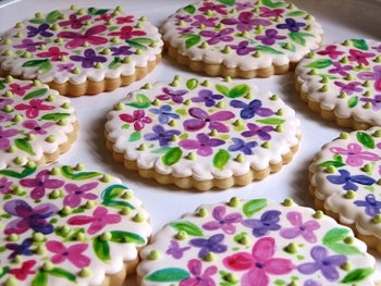 gorgeous floral cookies decorated with pens