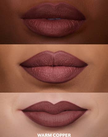 Three different skin tones wearing an ombre lip using one of the dual-sided lip liners