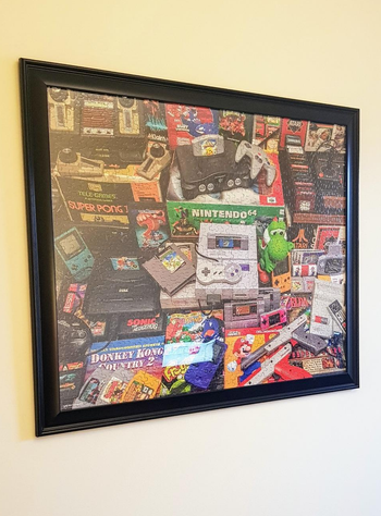 the puzzle framed on a wall