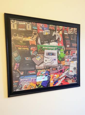 the puzzle framed on a wall