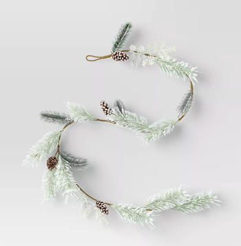 the flocked faux pine garland