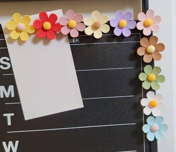 the flower magnets on a planner board