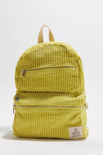 The chartreuse corduroy backpack
