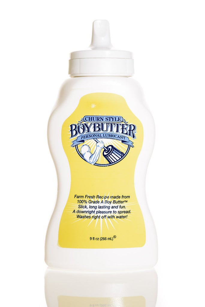 White and yellow squeeze tube of Boy Butter Original