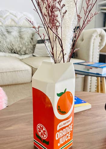 reviewer photo of the orange juice vase on a table