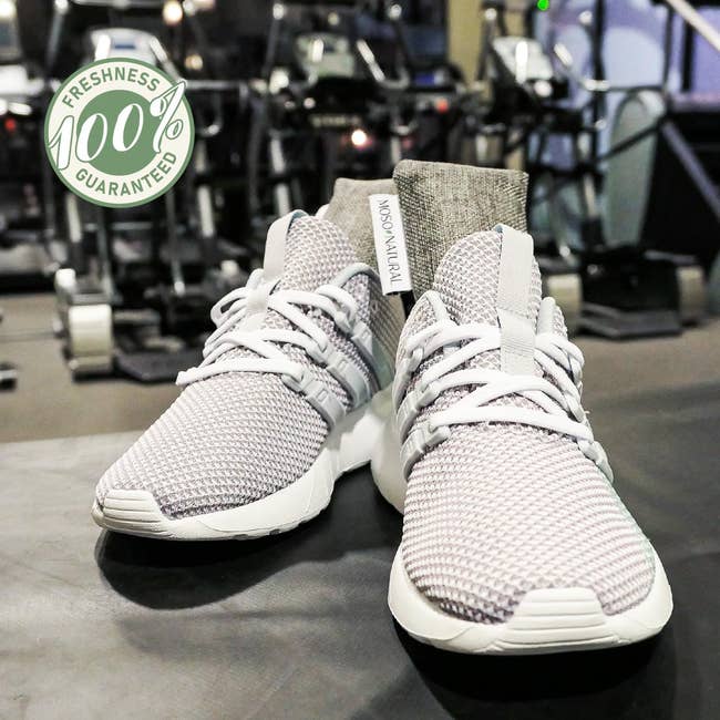 Running shoes connected show successful a gym mounting with a